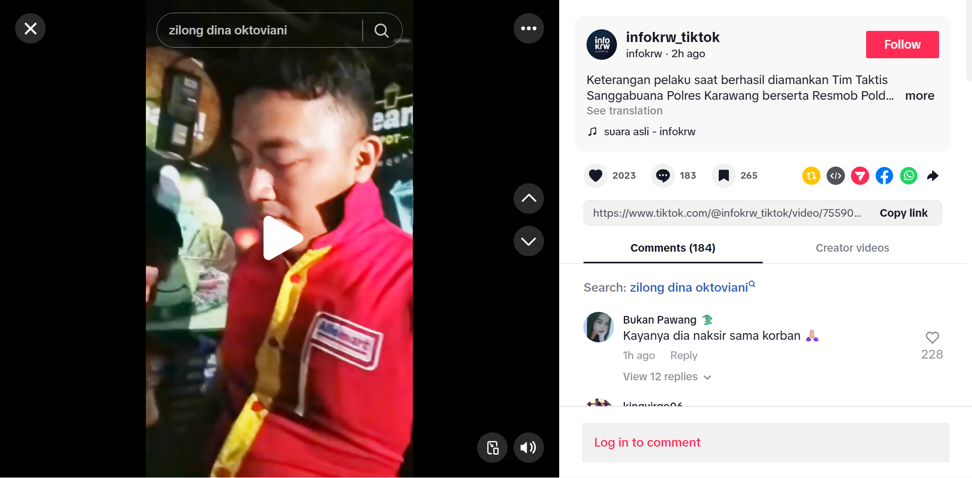 Pelaku pembunuhan Dina Oktaviani